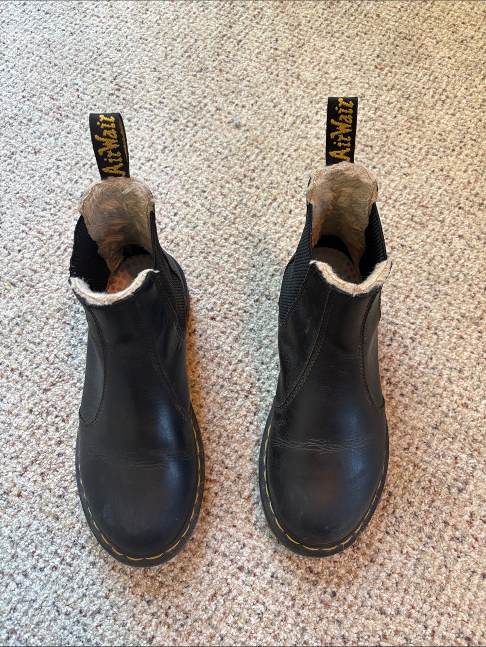 Dr. Martens Black Leather Chelsea Boots with Faux-Fur Lining - Picture 2 of 5